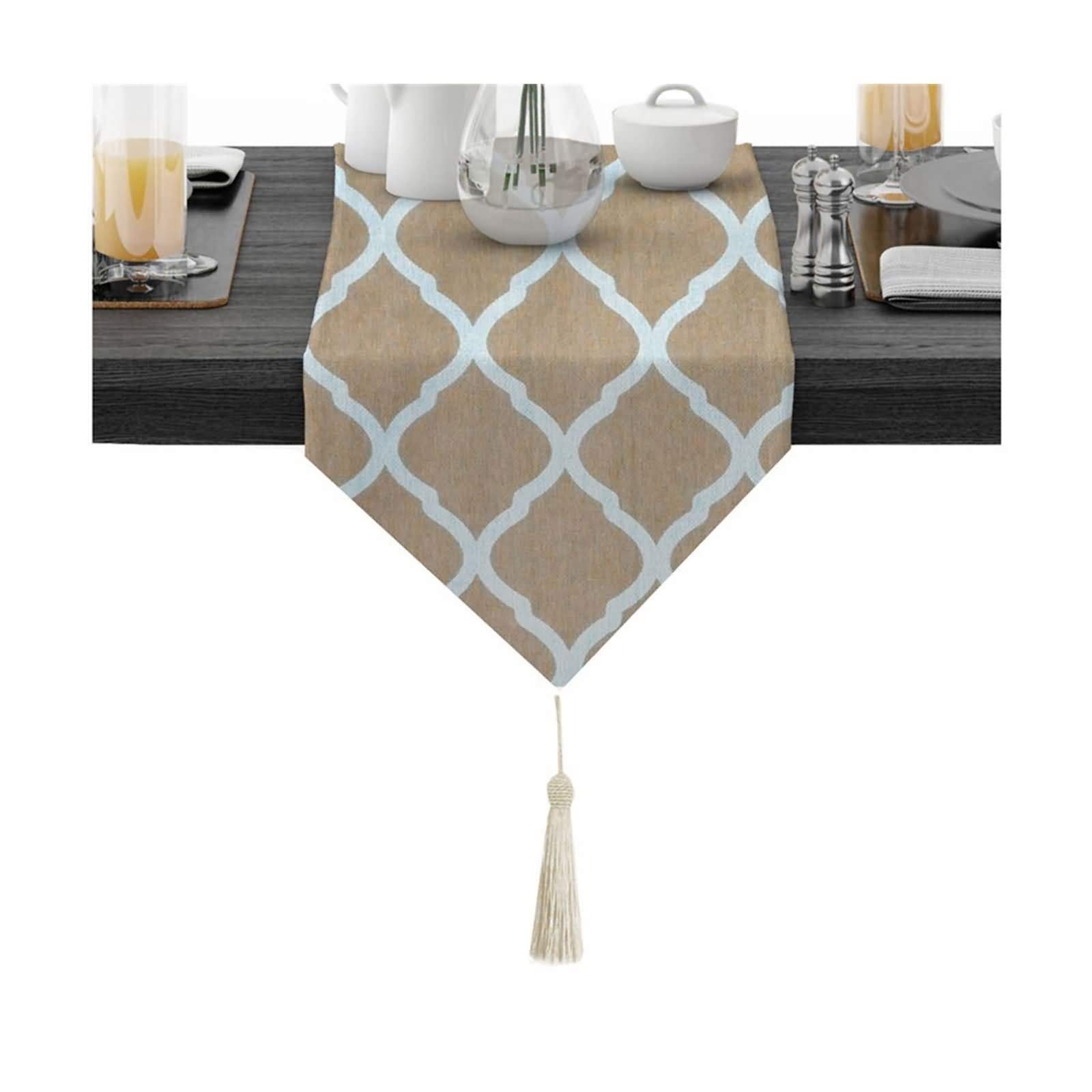 Hochzeitsdeko Tischdeko, Tischläufer Modern Esszimmer 30X360cm Baumwolle Gelb Rhombus-Muster Verlobung Deko