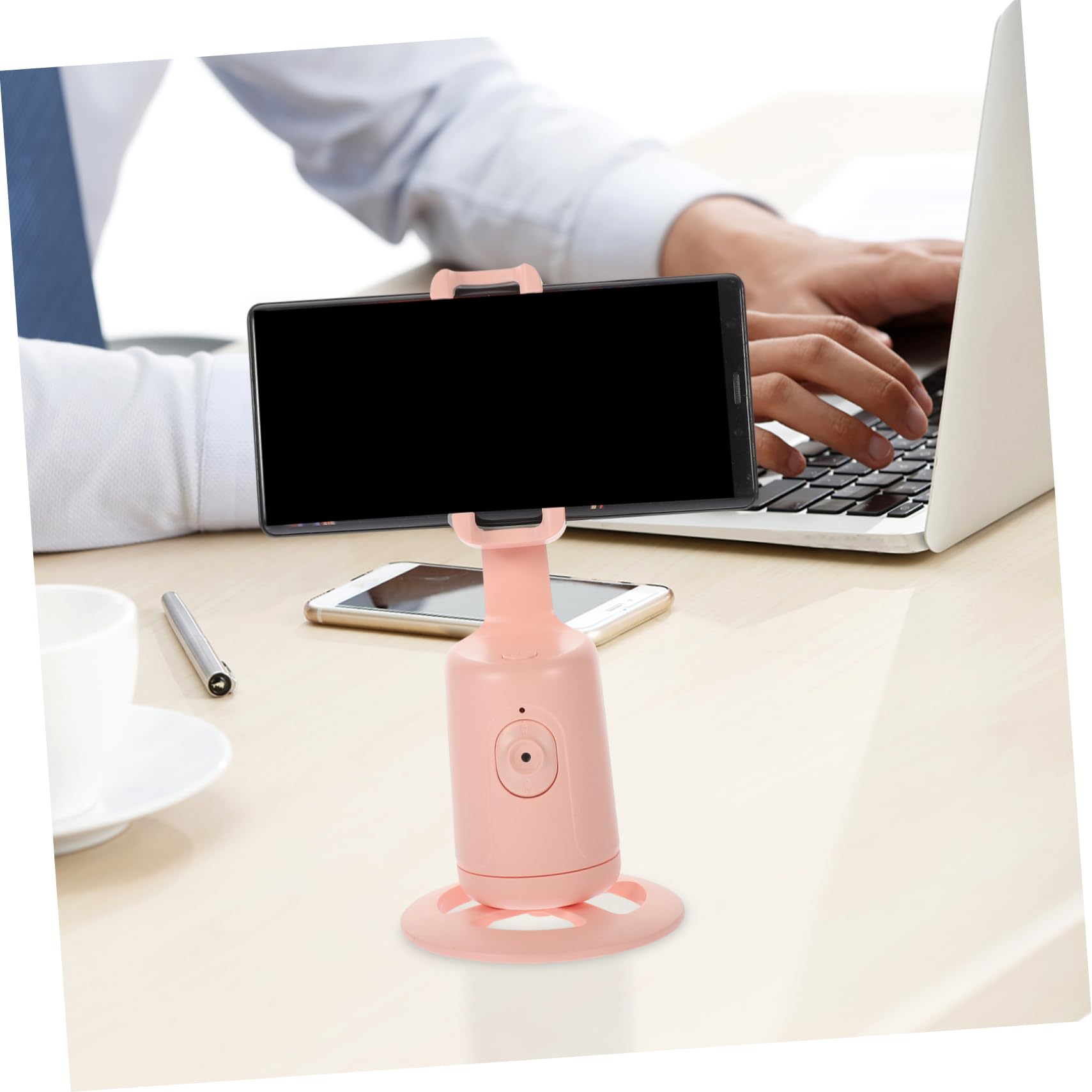 1pezzi Smartphone Stand Riconoscimento Facciale Rotante Per Live Streaming Telefonico e Innovativo Rosa