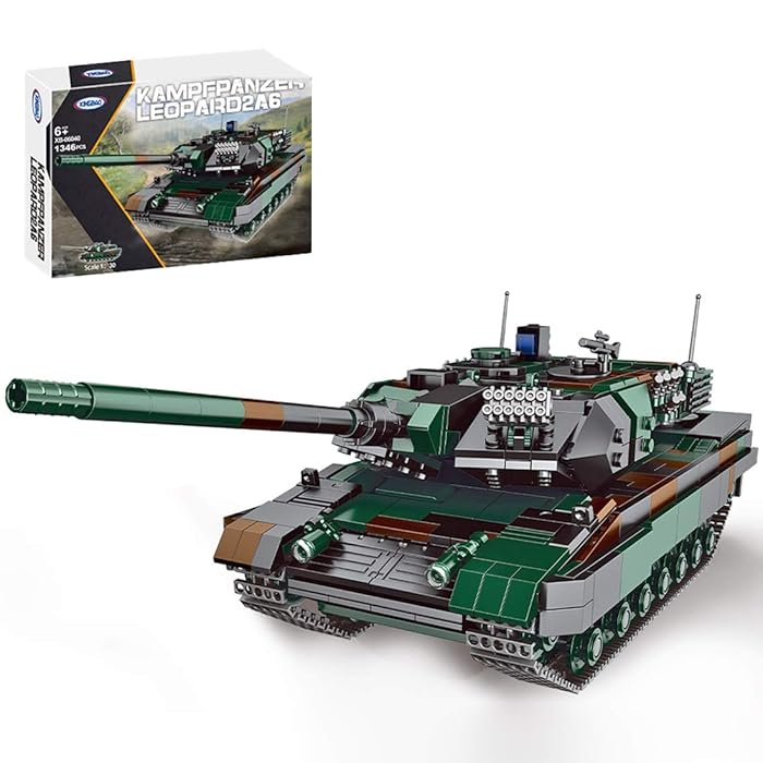 Buy FunMate Technik 1/30 WW2 Military Armoured Tank Construction Set, 1346+ Parts Leopard 2A6