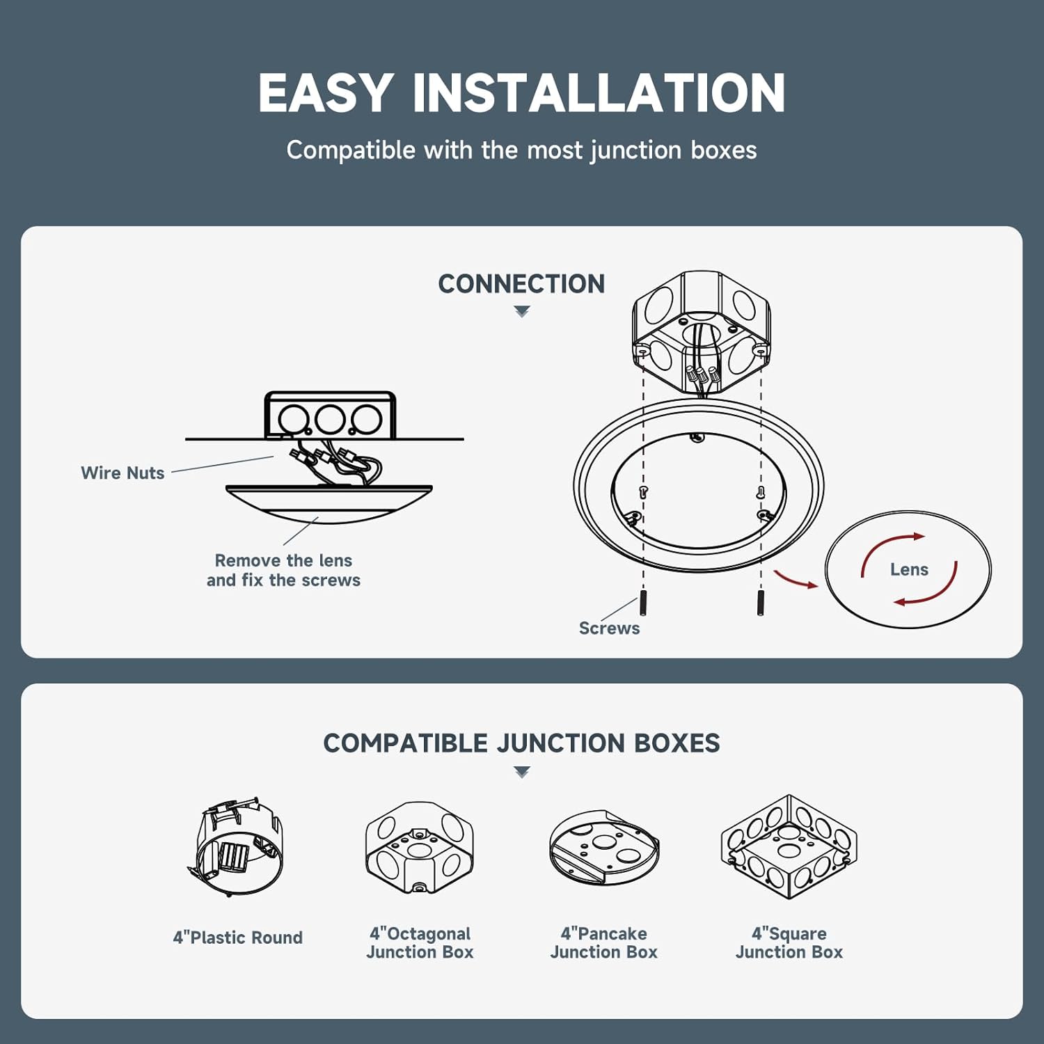 ECOELER 8 Inch LED Round Dimmable Flush Mount Ceiling Light, 30W, 2000 Lumens, 4000K, Cool White, Surface Mount LED Ceiling Light, Aluminum Baffle Trim, ETL Listed