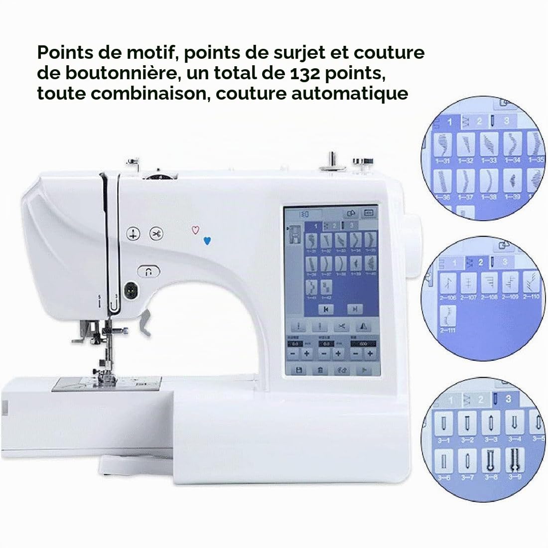 Machine à Broder électrique Automatique Machine à Coudre 158 Motifs Intégrés avec Zone Broderie 4" X 9,2",écran Tactile LCD,210 Lettres Intégrées,30 Bordures Motifs,Couture Facile