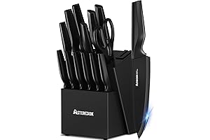 Astercook 15 Piece German Stainless Steel Knife Block Set