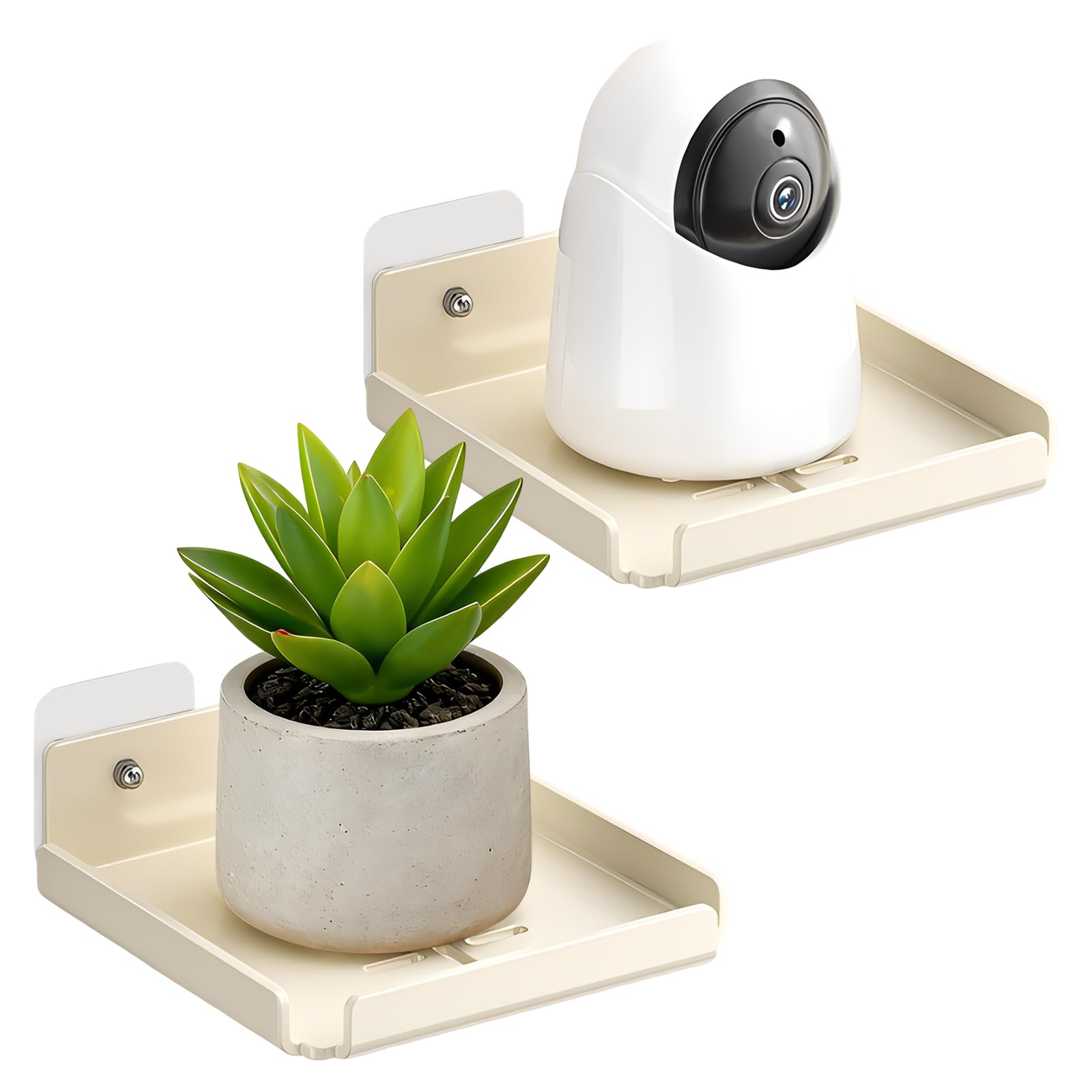 WideSmart Set of 2 Small Wall Shelves, White, Mini Floating Shelves, 12.5 cm Wide, Adhesive Shelf, Invisible Bookcase, Wall, Small Wall Shelf, White Metal, Robust Wall Shelf, Metal Made of Iron for