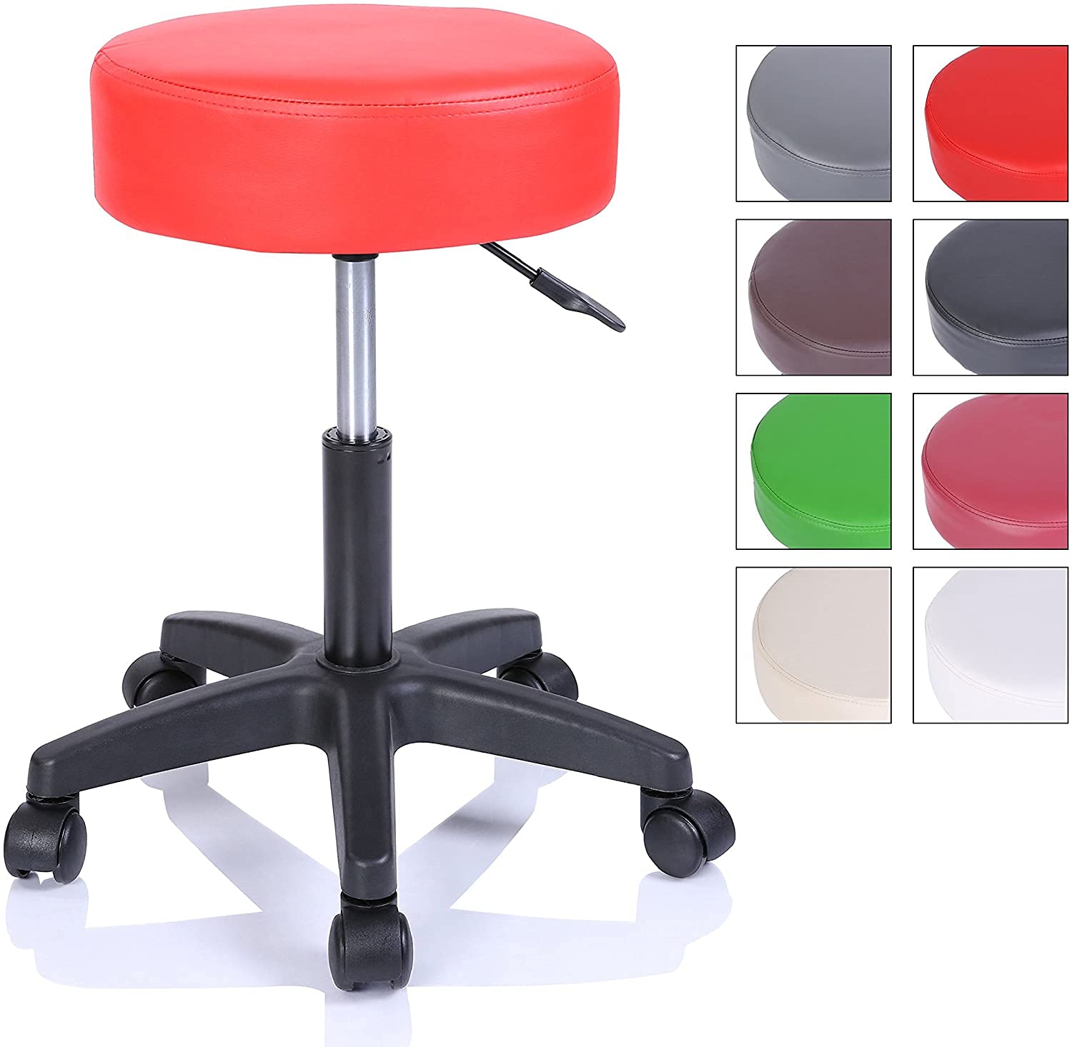 Finch Fox Height-Adjustable Swivel Faux Leather Chair for Salon/Spa/Bar/Medical/Kitchen/Doctor Stool Chair (Red)-image-18