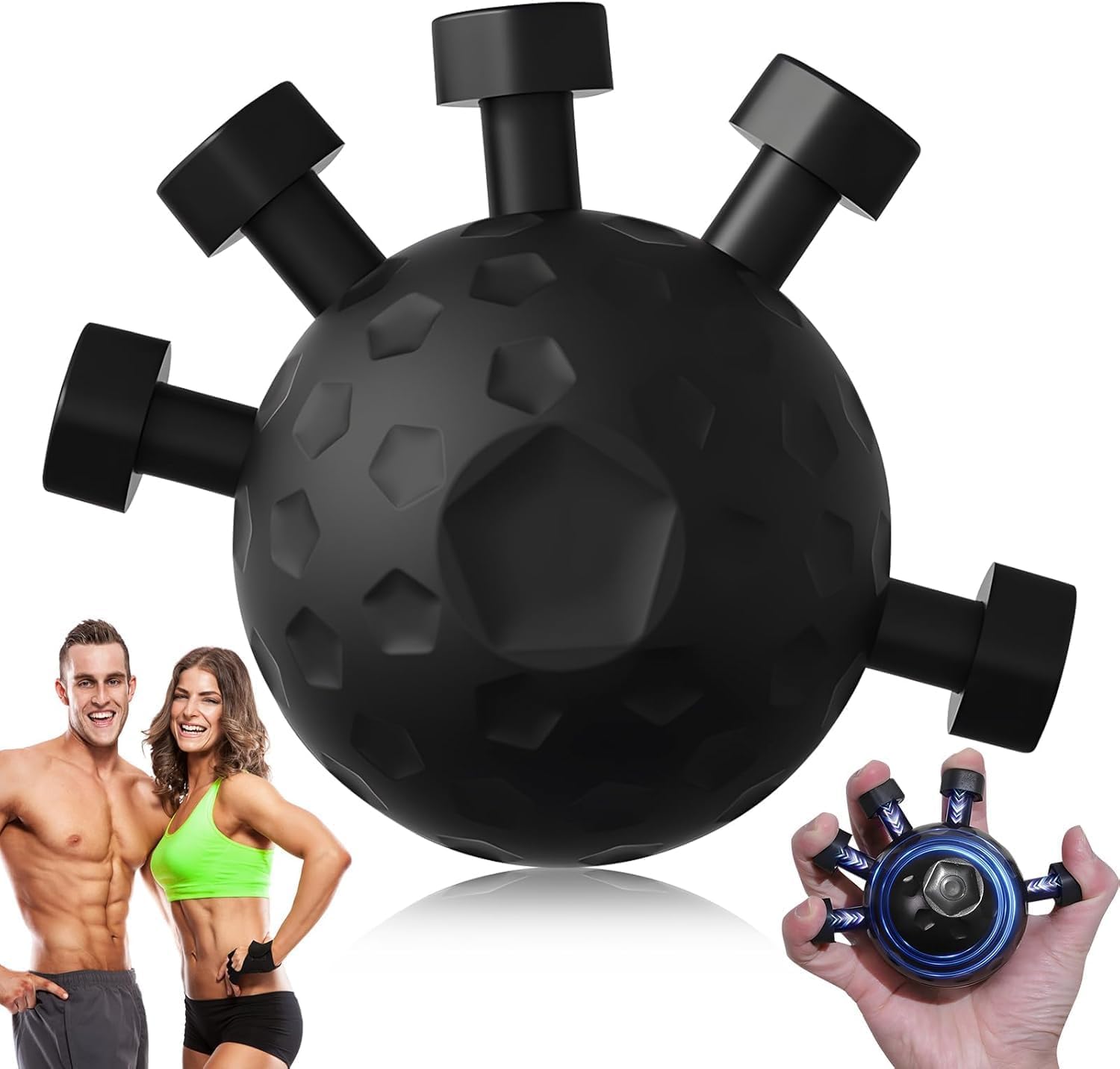 Hand Grip Strengthener,Ultimate Finger Exerciser Strength Trainer Exercise Ball Hand Strengthener Hand Balls Workout Equipment for Men & Women (Black)