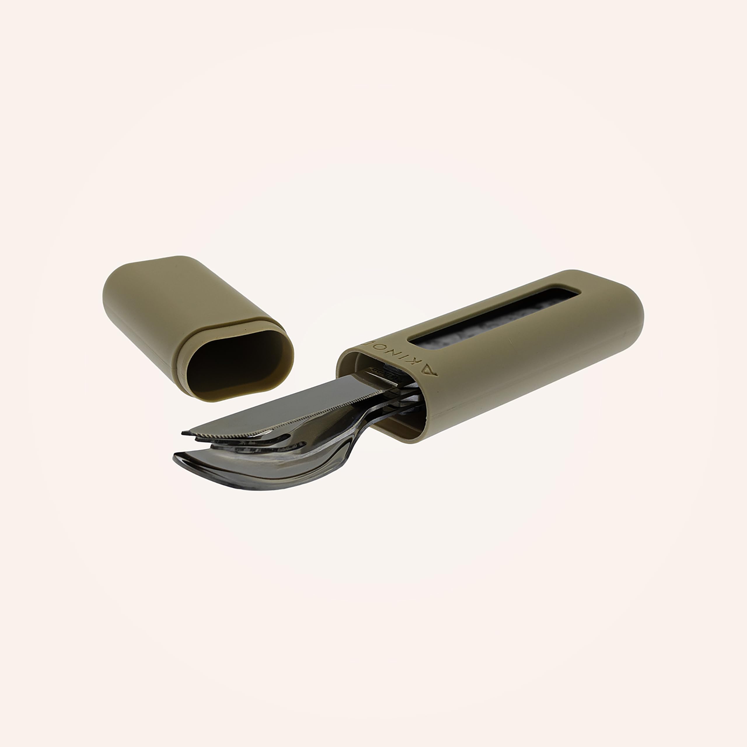 Akinod - Couverts Droits Aimantés 12:34 Good Vibes - Fourchette + Couteau + Cuillère - Couverts Nomades Compacts, Durables et Élégants en Acier Inoxydable - Assemblage Aimanté