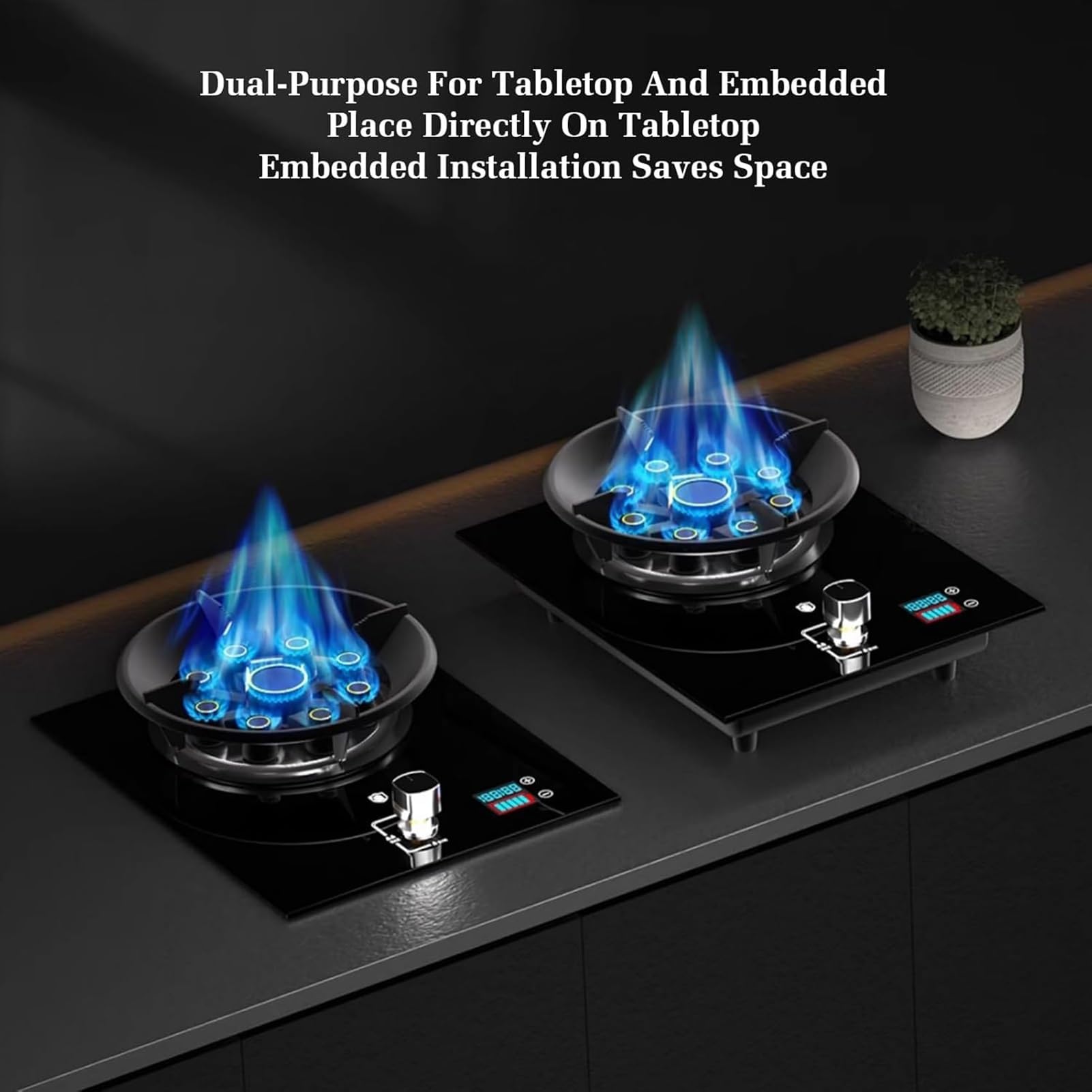 THEGA Estufa De Gas De 5,2 KW, Cocina De Gas De 1 Quemador, Horno De Vidrio Templado con 9 Quemadores Y Temporizador, Placa De Cocción Independiente(NG)