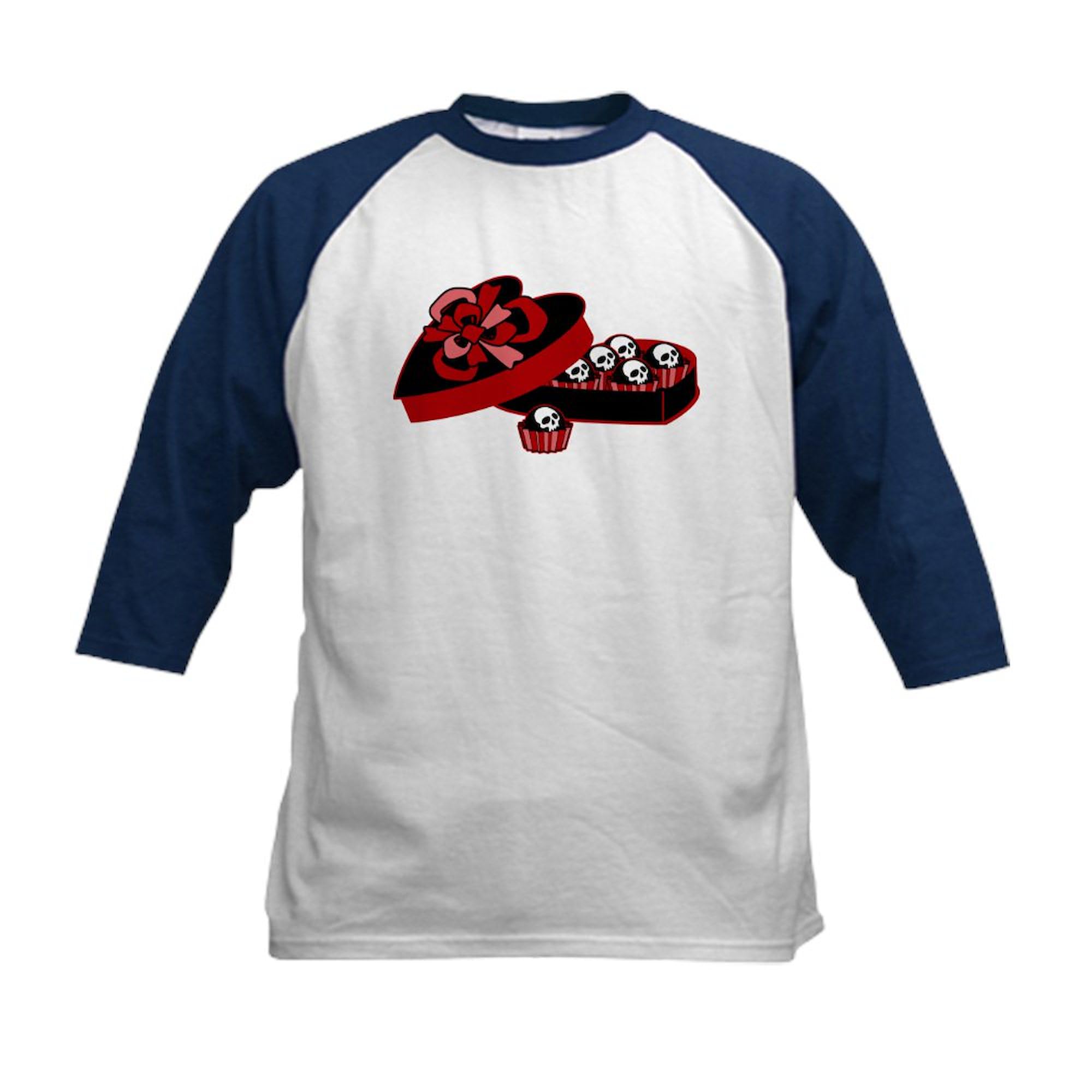 CafePress Skull Valentine Candy Kids Baseball Jersey Kids Cotton Baseball Jersey, 3/4 Raglan Sleeve Shirt
