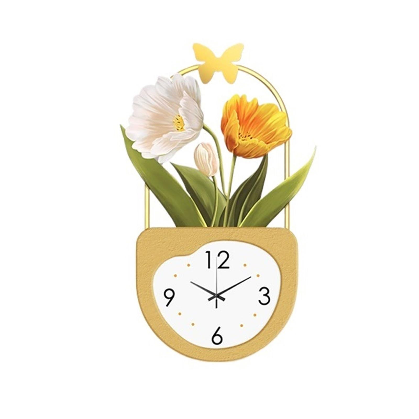 Reloj Cocina Lámpara de Pared Decorativa LED con Reloj Flores 3D