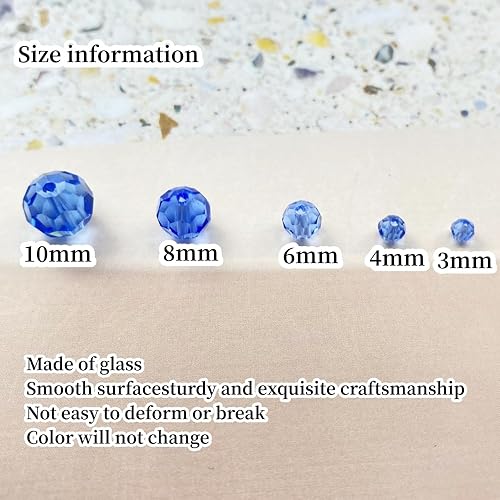 Miniatura 2 de Xinhongo Cuentas de cristal de cristal, 100 cuentas redondas de cristal facetadas de 0.315 pulgadas (0.315 in), cuentas espaciadoras para hacer