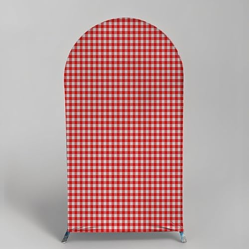 Miniatura 2 de Cubierta de fondo de arco a cuadros rojo y blanco para niños, fiestas de granja roja, fondos de chiara, decoraciones de pared arqueadas, soportes de