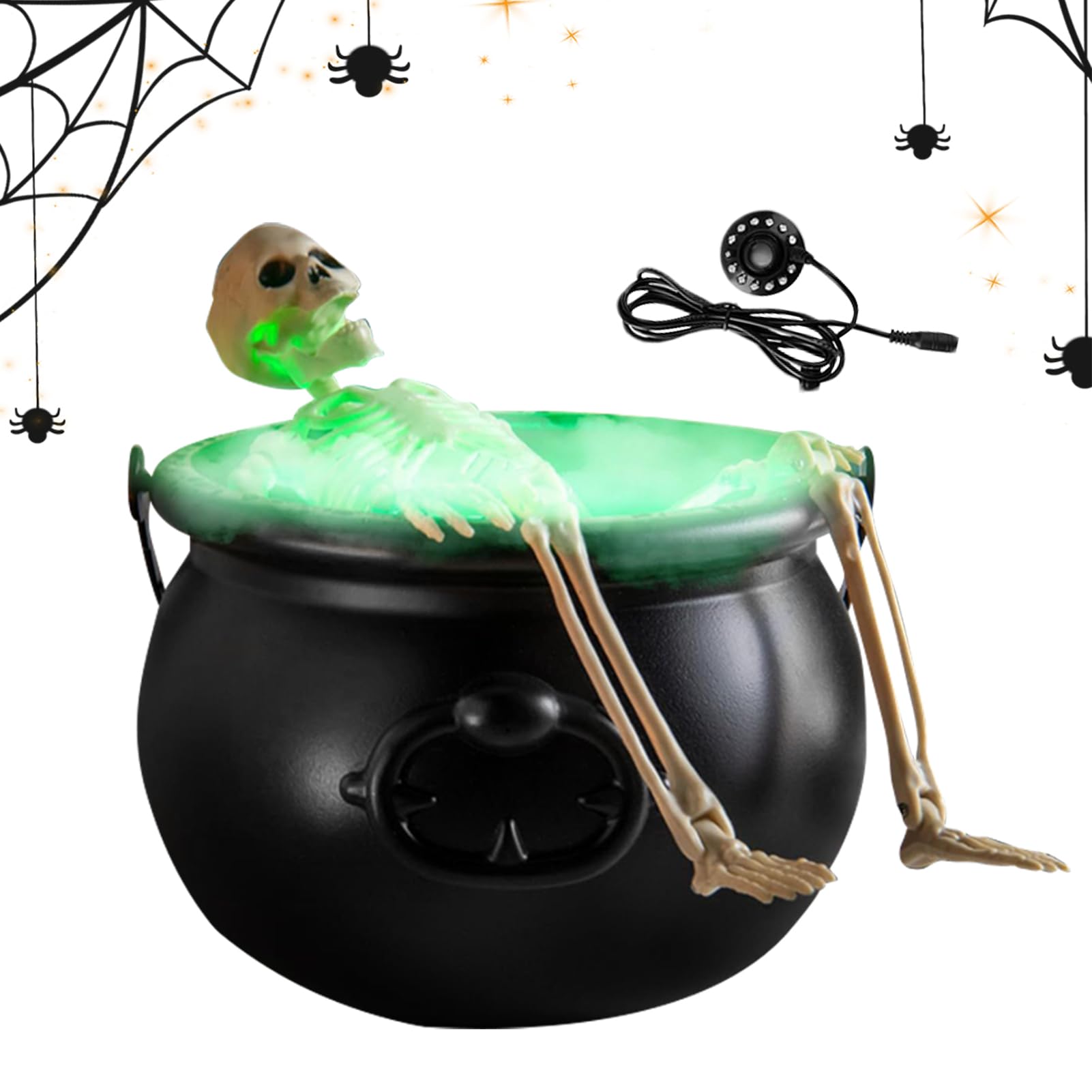 Duży Kocioł Halloweenowy z Łańcuchem Światełek Straszne Dekoracje na