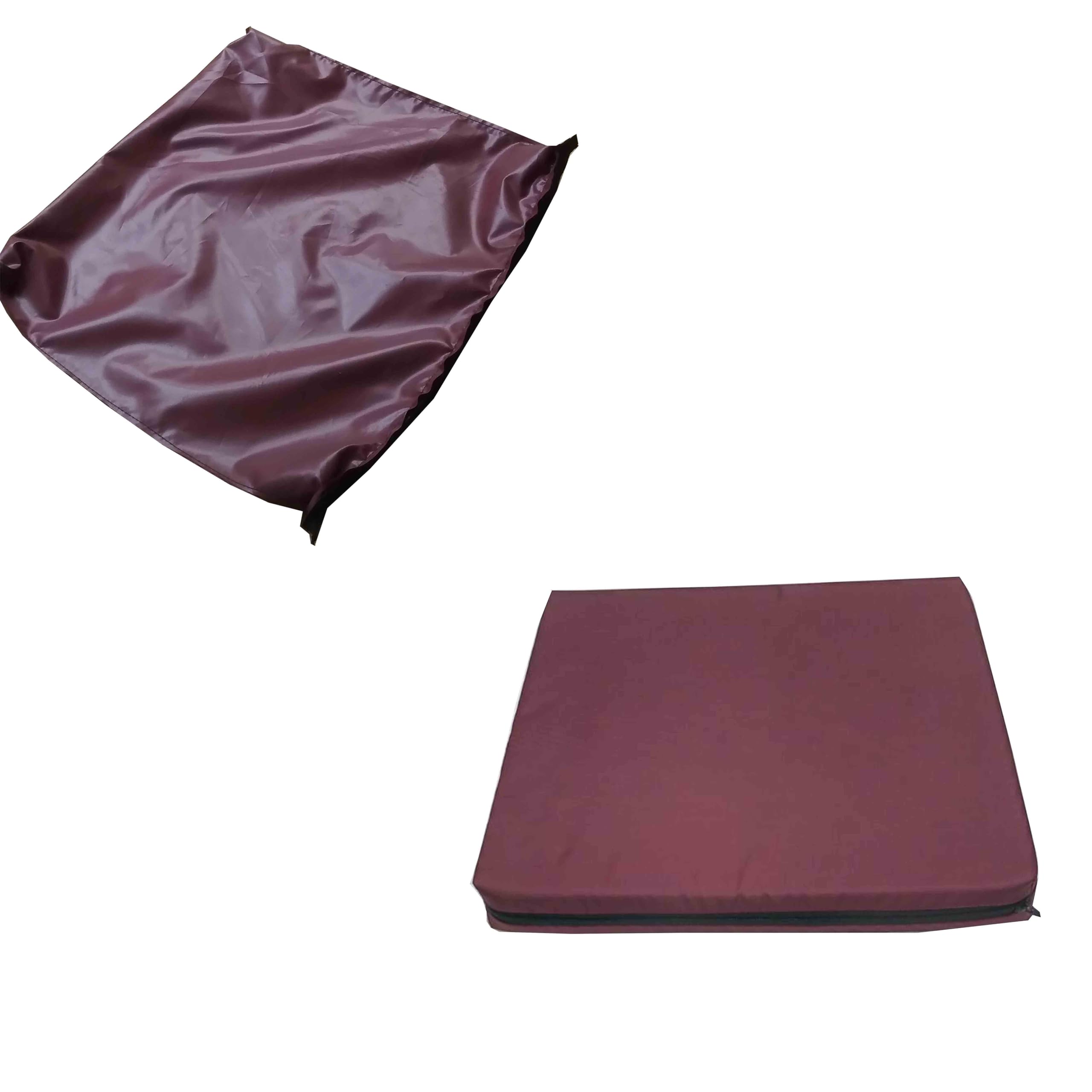 GRIZZLY FOAM 4-inch 10cm Thick Waterproof Seat Pad Cover Only for Garden, Rattan, Furniture, Outdoor/Indoor Multi Use with Zipper Cover Ask for Any Customize Size (Burgundy, 16x18x4inch 40x45x10cm)