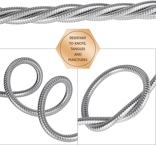 Miniatura 3 de BEAULIFE Extensión de manguera de jardín de metal de acero inoxidable 304 de 100 pies con boquilla de manguera de agua de latón, flexible y ligera,