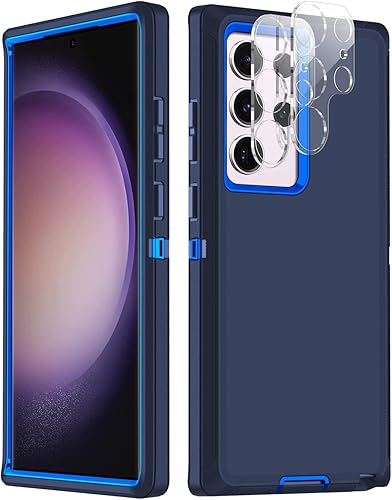 Miniatura 8 de I-HONVA Funda para Samsung Galaxy S23 Ultra con 2 protectores de lente de cámara, resistente a prueba de golpes, 3 capas, protección de cuerpo