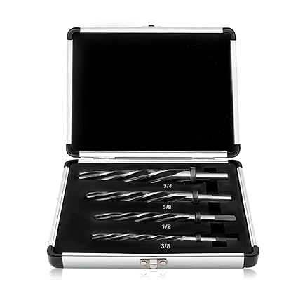 Yunnergo 4Pcs M2 HSS Taper Chucking Reamer Set 3/8