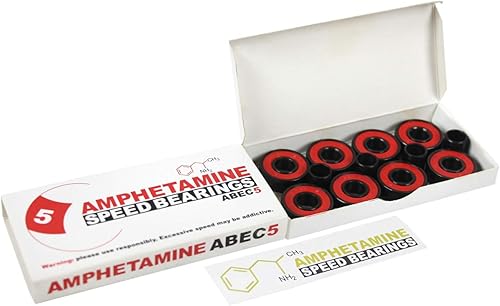 Miniatura 7 de Amphetamine Skateboard Speed Bearings - Set of 8 - Choose From Ceramic, Stainless Steel, Abec 5, 7 - Fits all Skateboard Wheels - Pre-Lubricated