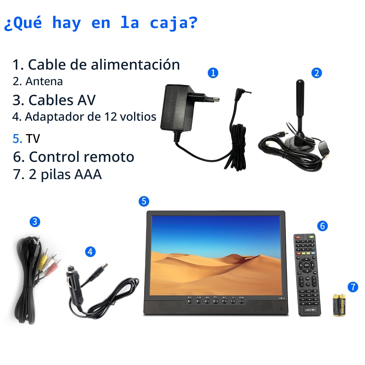 KCR TV Digital DVB-T2 portátil de 14,0 Pulgadas, Freeview, batería Recargable, Puerto USB, Toma de Auriculares, Mando a Distancia, Entrada AV, Entrada HDMI