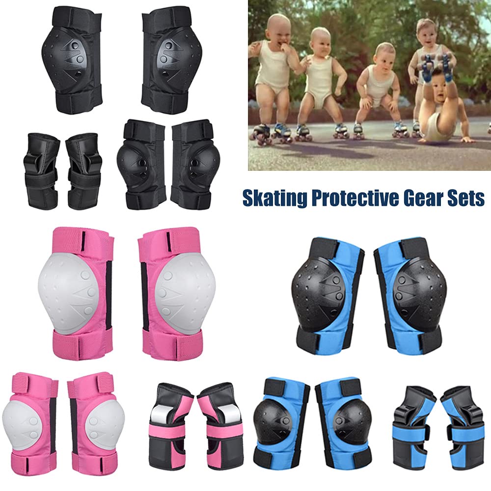 Ensemble de 6 pièces de protection pour patinage à roulettes, skateboard, genouillères, protège-poignets, coudières réglables pour vélo en plein air