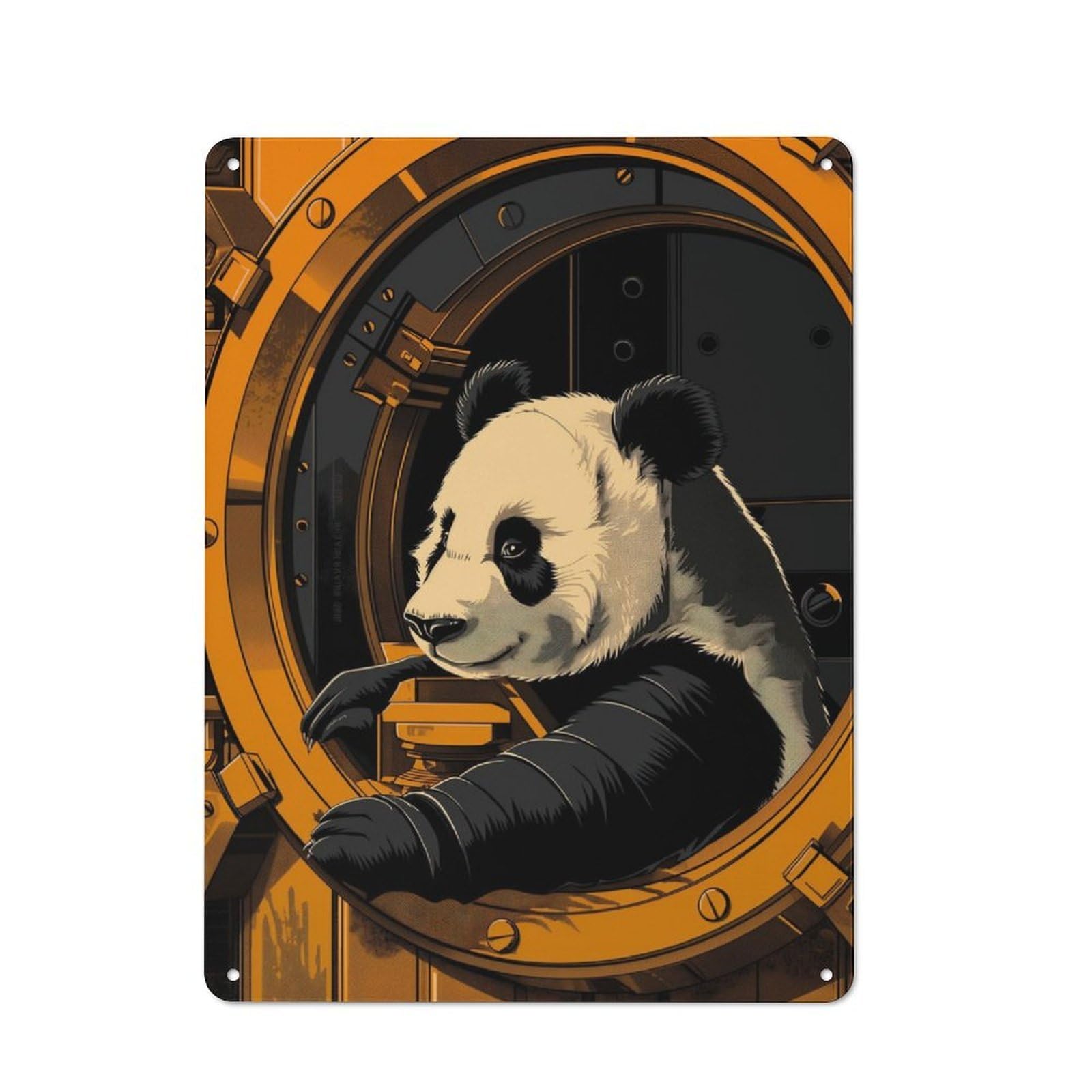 Distressed Look The Panda Escape Decorative Tin Sign 40x30cm, Retro Room Decor for Lounge, Study, Pub Or Wall Gallery