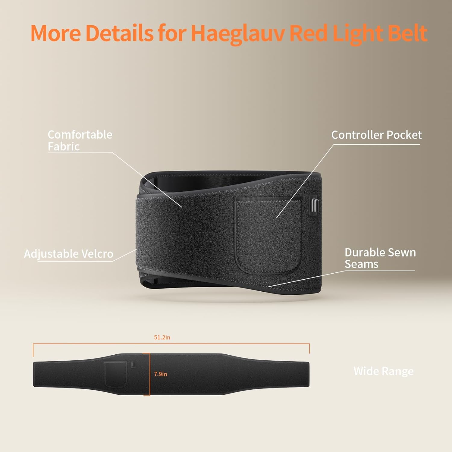 Red Light Therapy Belt with 850NM Near Infrared Light Therapy & 660NM Red Light Therapy for Relaxing Muscle,Improve Circulation, Inflammation Red Light Therapy Wrap with Timer, Controller - Image 8
