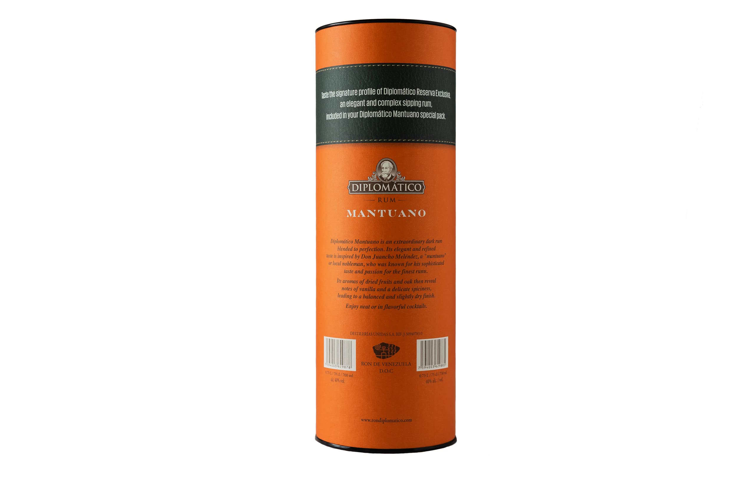 Estuche - Ron Diplomático Mantuano + Miniatura 5cL Reserva Exclusiva, 40% Volumen de Alcohol, 70cl