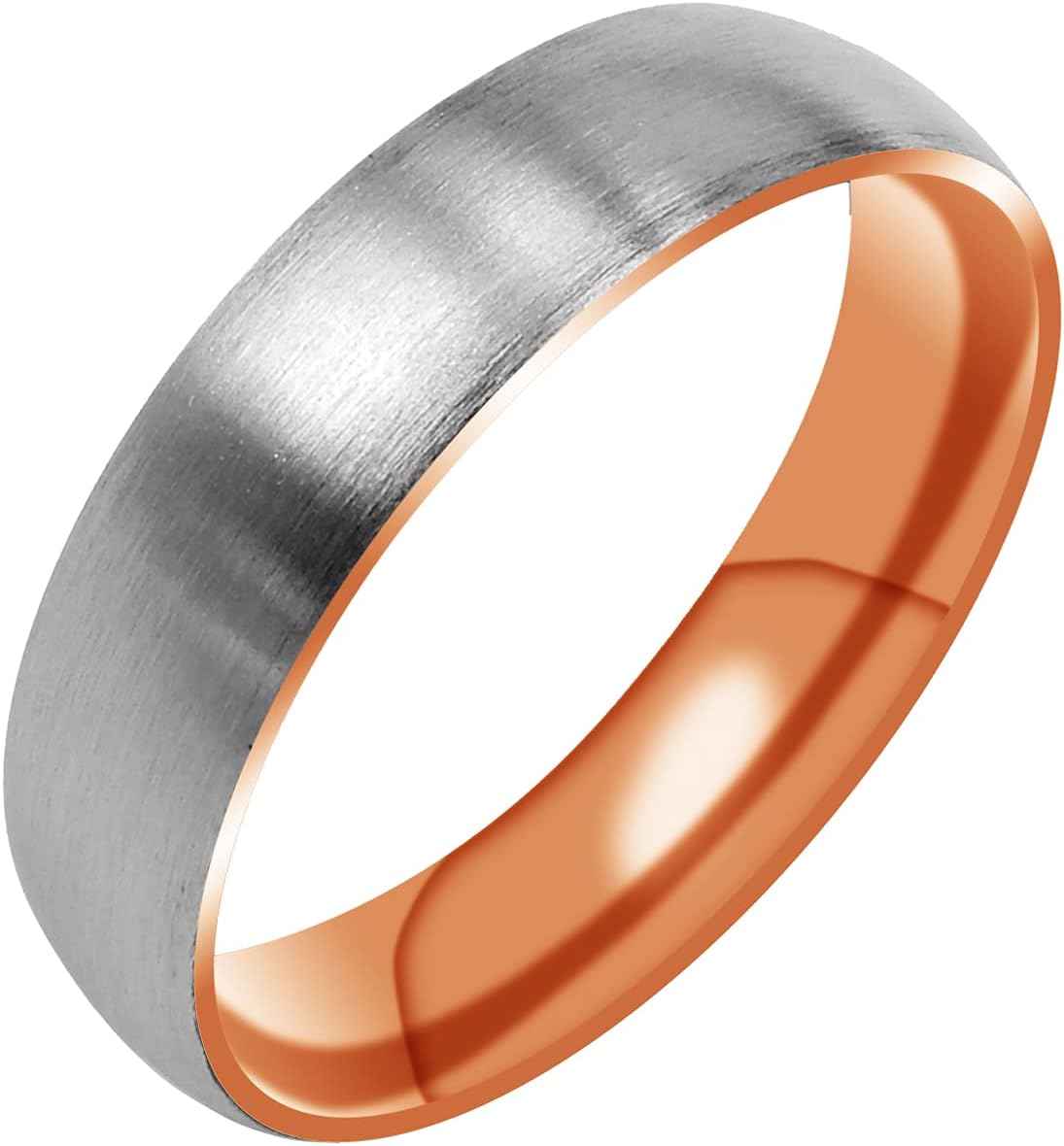 Everstone Matte & Brushed Dome Ring Male Female Men Women His Her Groom Bride Promise Ring Wedding Bands Titanium Ring ColorRose Gold & Silver 7MM 5MM & 3MM