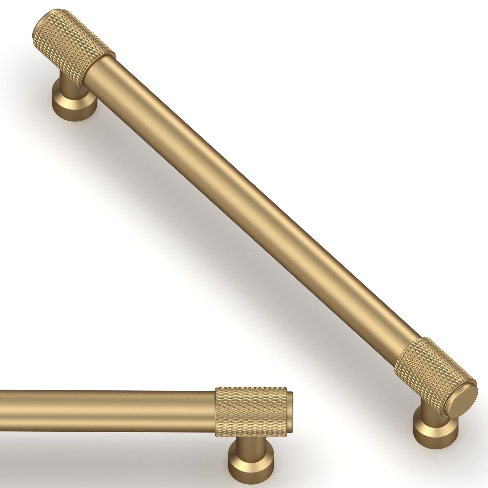 Asimerdeco10 Pack Champagne Bronze Knurled Cabinet Pulls 6.3 Inch(160mm) Kitchen Cabinet Handles Cabinet Hardware Drawer Pulls