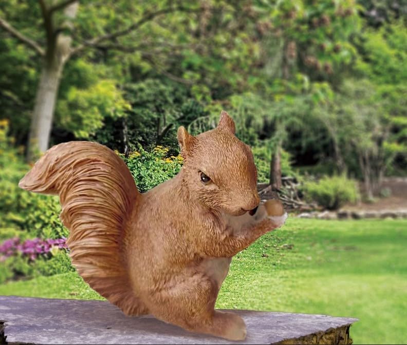 Brown Squirrel Statue with Acorn – Hand-Painted Polyresin Garden Figurine for Lawn & Patio – Small Nature-Inspired Outdoor Décor - Image 8