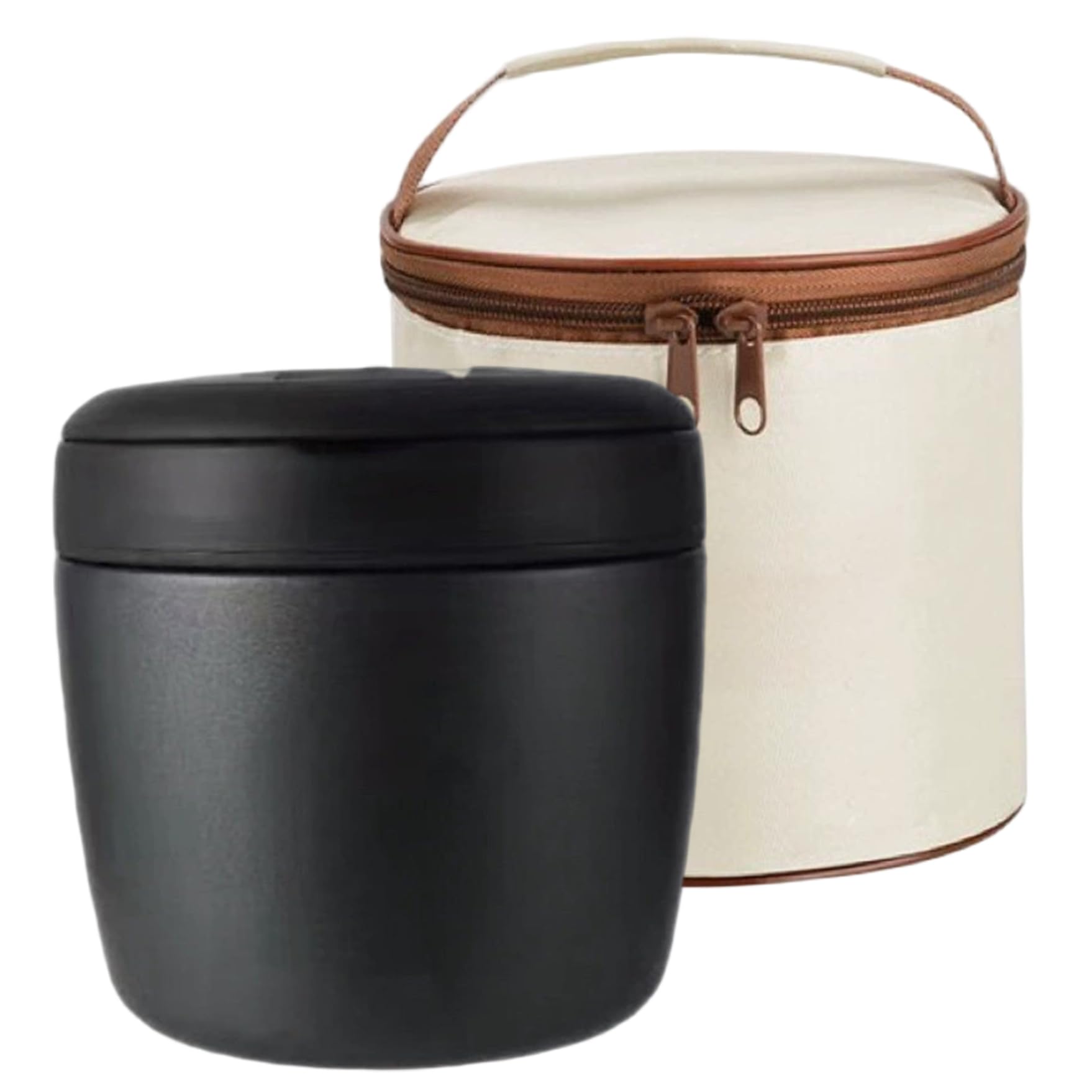 Termo para comida de acero inoxidable: diseño robusto y aislado de 1,2 L con bolsa, color negro