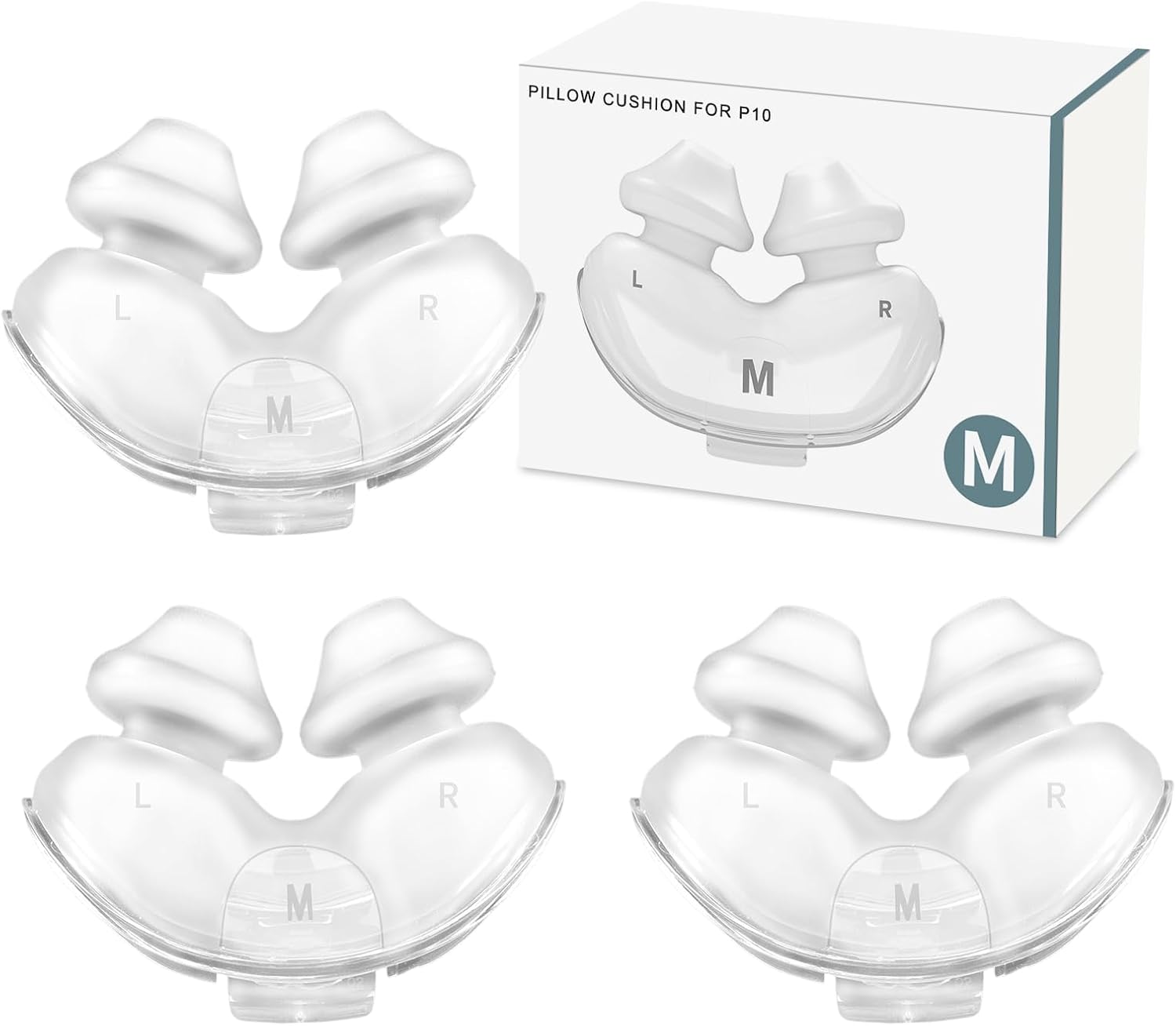 3 pack replacement nasal pillow cushion for resmed airfit p10, medium, compatiable with orignal airfit p10 frame, replacement nasal pillow cpap mask cushion, soft & durable