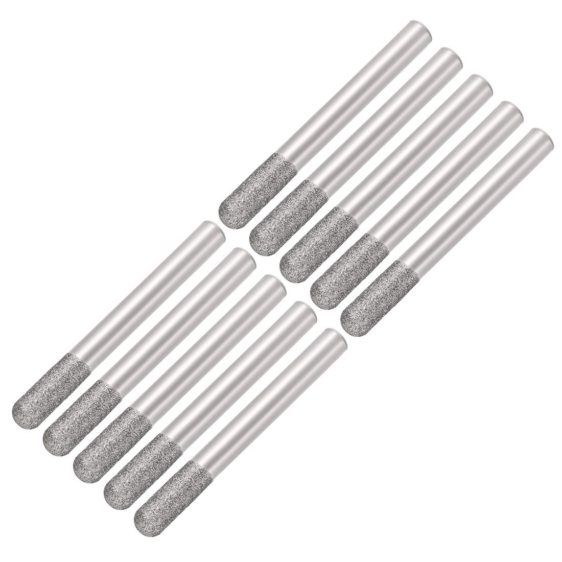 uxcell Diamond Burrs Grinding Drill Bits for Carving Rotary Tool 1/4-Inch Shank 6mm Cylindrical Ball Nose 120 Grit 10 Pcs