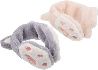 Healifty Women Ear Muffs Cat Faux Fur Winter Earmuff: Fluffy Earmuff Ear Warmers Wraps Shield Behind The Head Design Plush 2pc Grey Beige Womens Ear Muffs