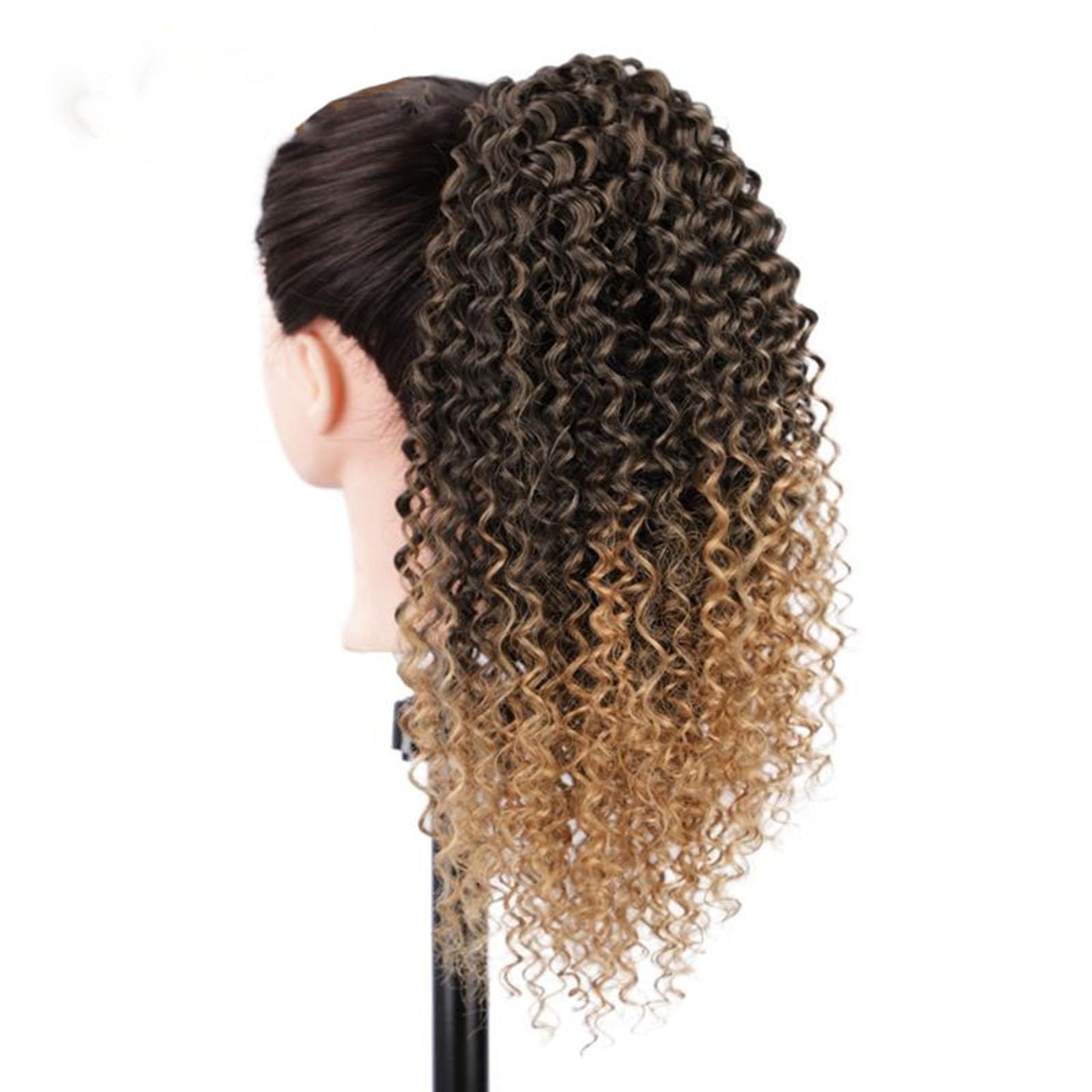 Aiokrtse Curly Ponytail Extension Synthetic Hair Curly Drawstring Ponytail Hair Pieces for Women 14 inches 1B/27 Colour - Image 3