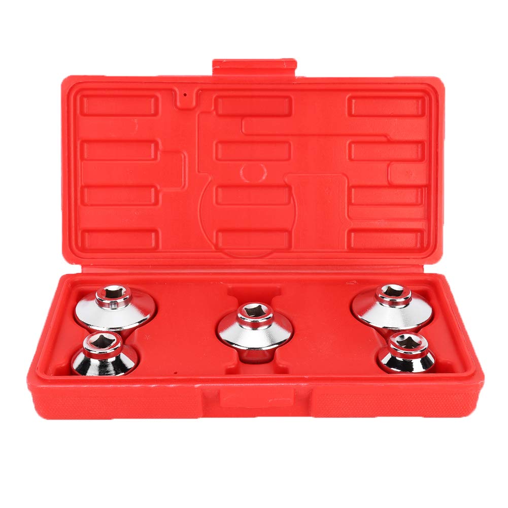 EVGATSAUTO Kit 5 Chiavi Universali Per Filtro Olio In Acciaio CR-V – Prese 24-38mm Con Cassetta Portattrezzi - 2