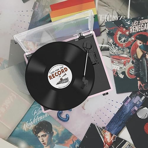 Miniatura 3 de Reproductor de discos de vinilo con altavoces, tocadiscos para discos de vinilos, 3 velocidades, 3 tamaños, receptor inalámbrico impulsado por