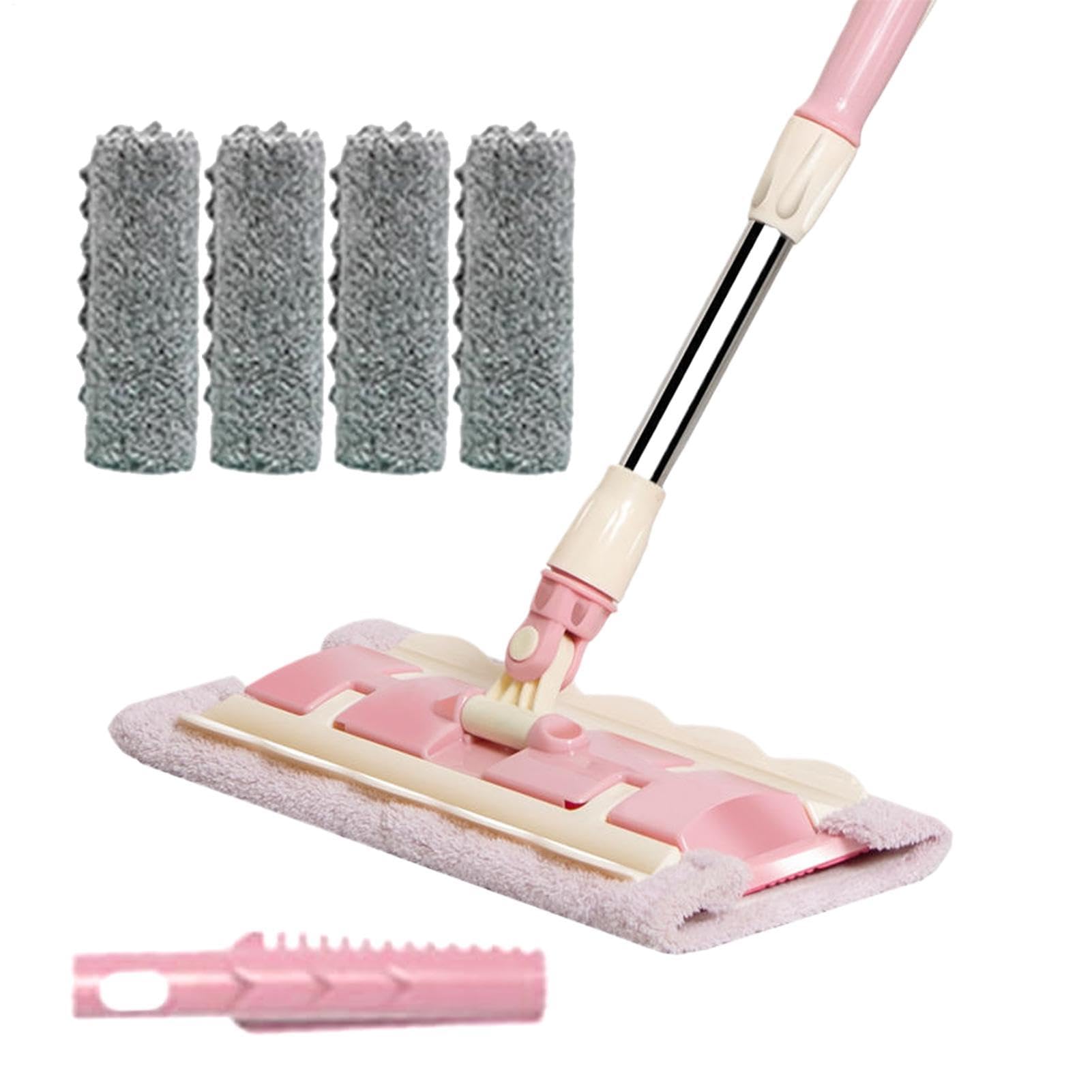 Fregona para Suelo Mango Telescópico Giratorio 360 Grados | Mopa limpiadora con 4 almohadillas lavables Fregona para cocina, baño, garaje, exterior, baldosas y laminados