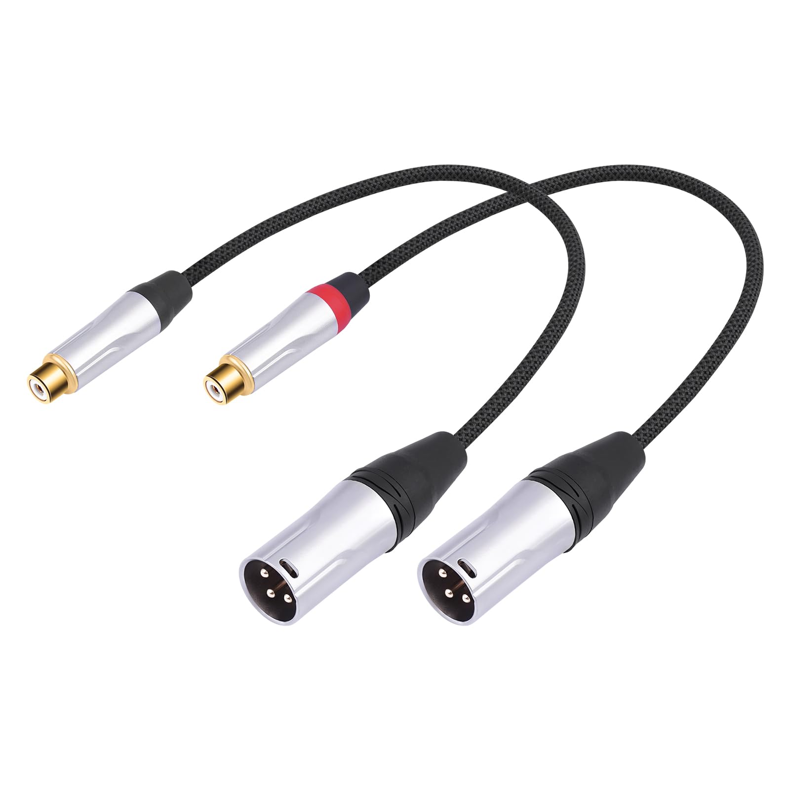 2 x kabel audio RCA żeński na 3-pinowy męski kabel audio; balans XLR męski na RCA żeński niesymetryczny, mikser, wzmacniacz mocy, kabel odtwarzacza audio