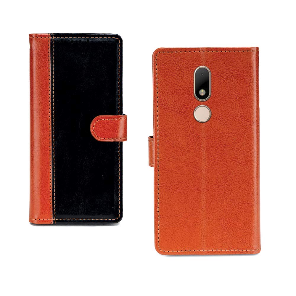 Pinaaki Enterprises Moto M Case | Premium Leather Finish | with Card Pockets | Wallet Stand |Complete Protection Cover for Moto M - Camel and Black (B0927TCWZF) Amazon Price History, Amazon Price Tracker