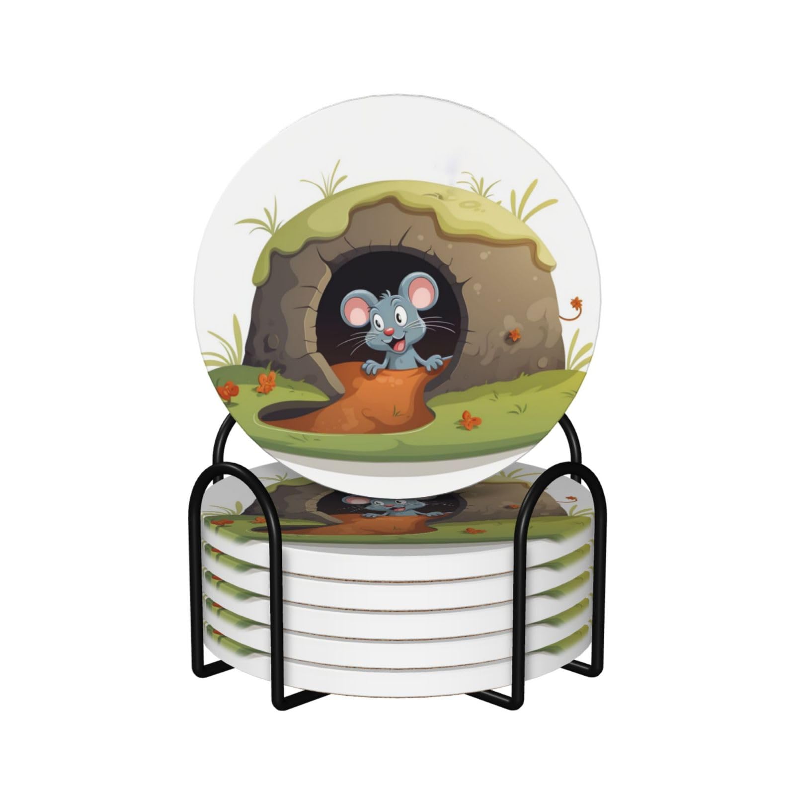 Dessous de verre céramique pour table basse cuisine lot de 6 souris