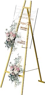 Large Easels for Display, Gold Decorative Metal Poster Easel Stand for Sign Wedding Welcome