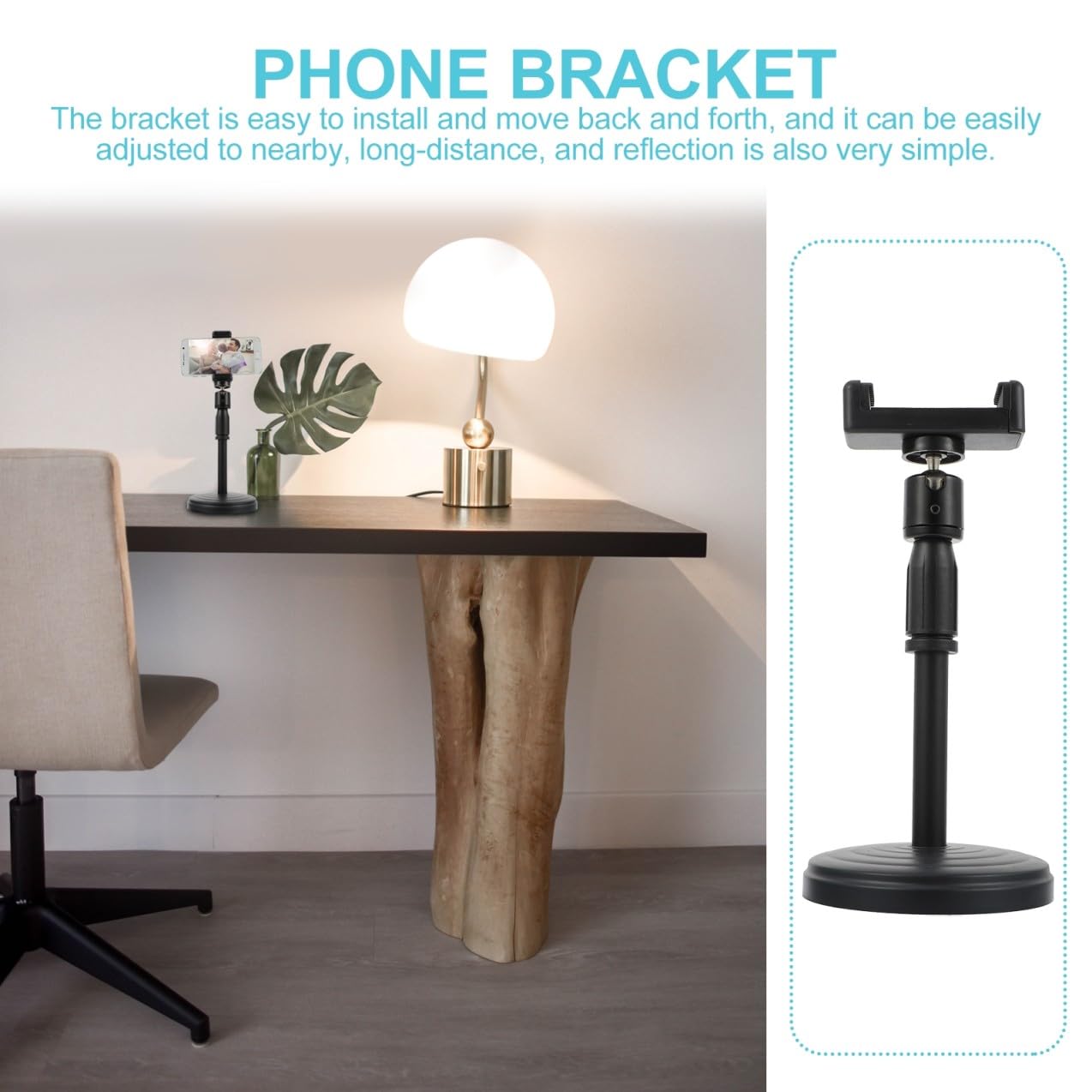 Soporte Teléfono Ajustable de Escritorio con y Ángulo Regulables para Smartphone para Streaming y Grabación de Videos