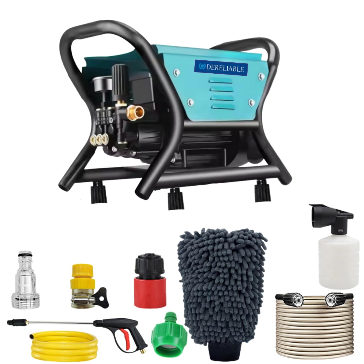 2300W 180W DRIW01 High Pressure Washer Car Washer with Pressure Control Knob, 10 Meter Hose Pipe, Gun Jet, Cleaning Mitt Cloth Complete Cleaning kit for Car, Bike, Furniture, Any Dirt Surface.-image-13