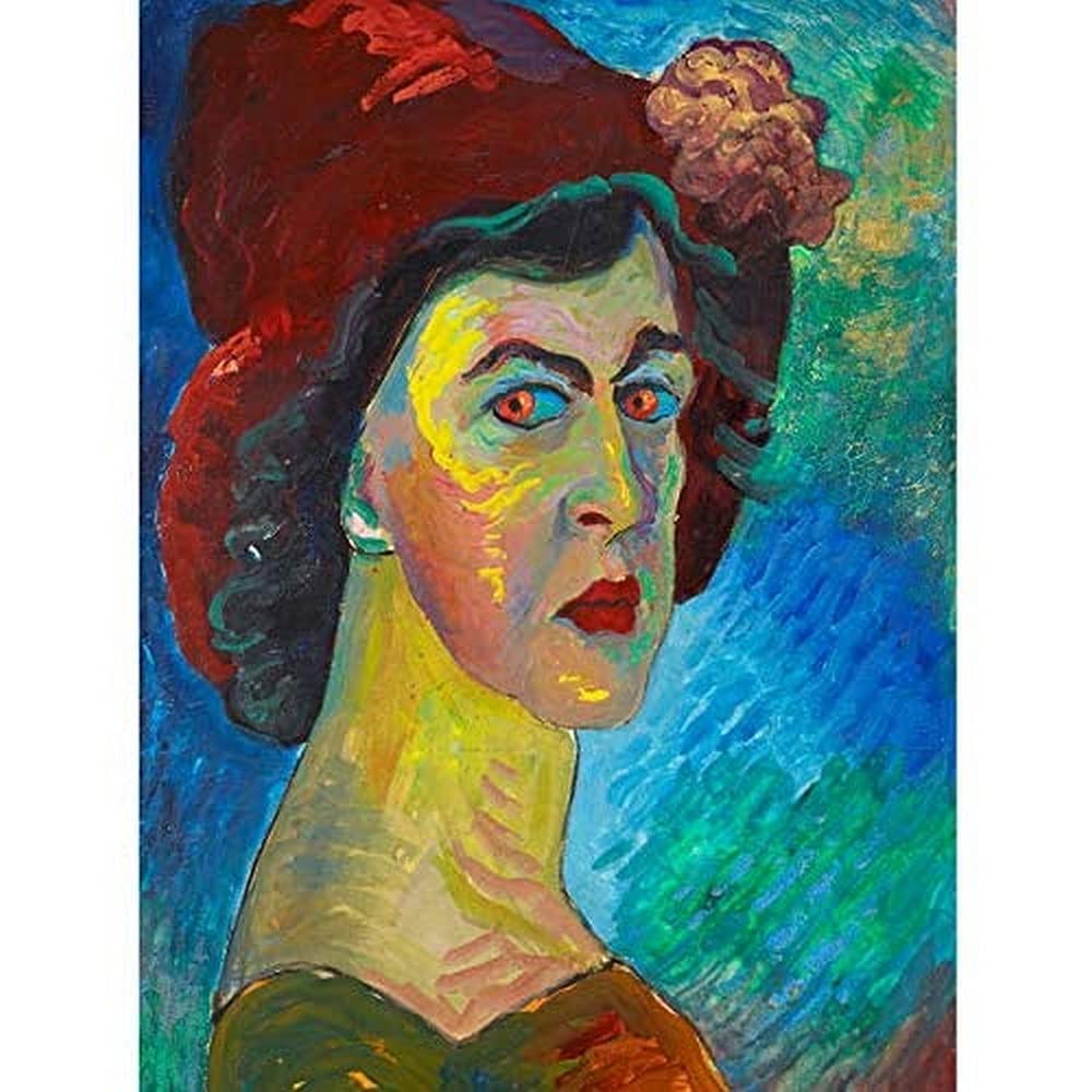Werefkin Marianne von Selfportrait I Kunstdruck auf Leinwand, Premium-Wanddekoration, Poster
