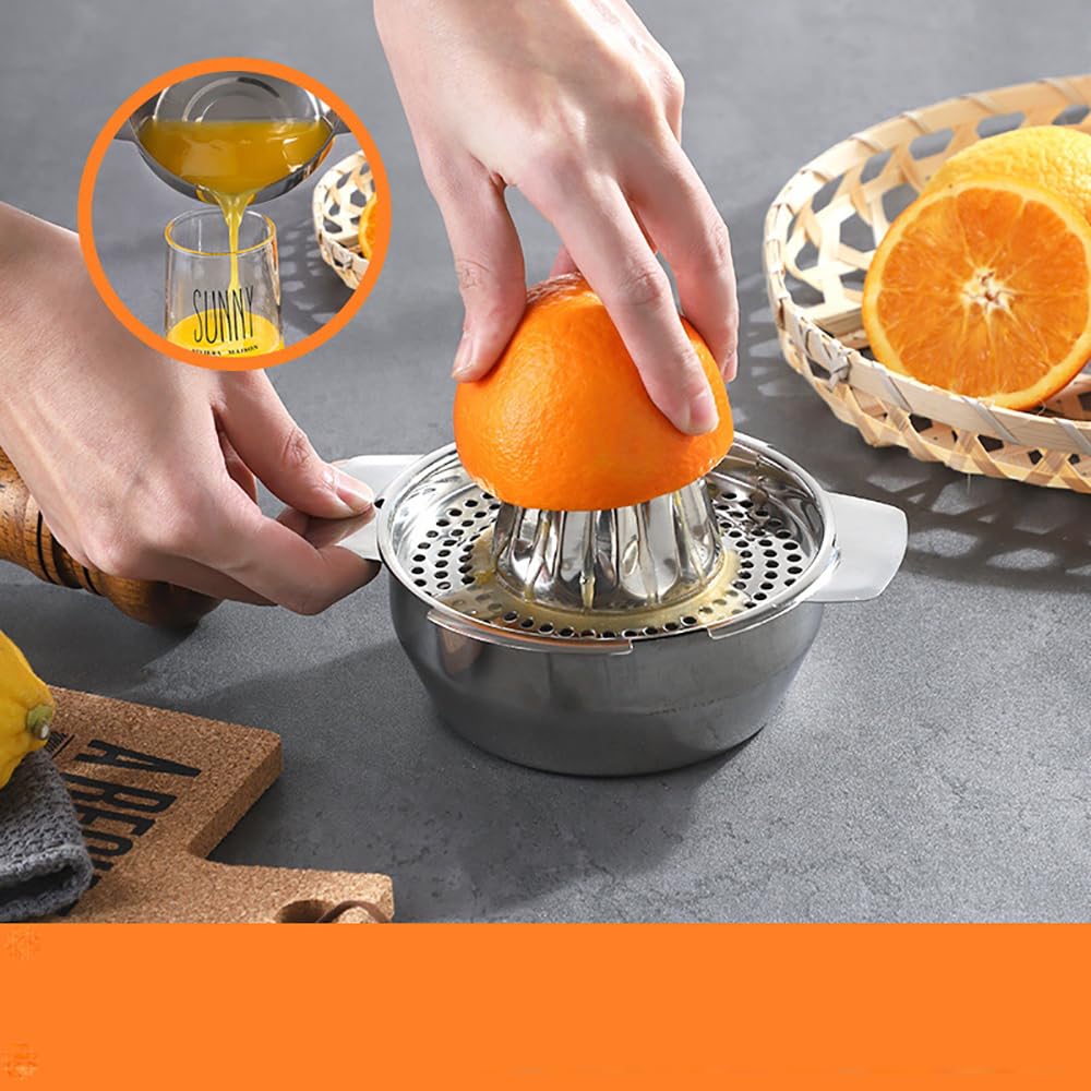 Lemon Squeezer,Stainless Steel Fruit Hand Press Juice Citrus Lemon Juicer with Strainer& 350ML Container Manual Lemon Slice Squeezer Fruit Juicer for Squeezing Lemon Fruit Juice - Image 2