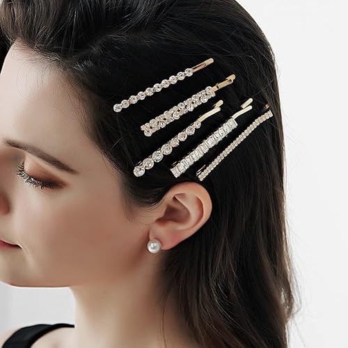 Miniatura 4 de 5 pines de cristal para el cabello con diamantes de imitación pasadores de metal brillante accesorios para el cabello para mujeres