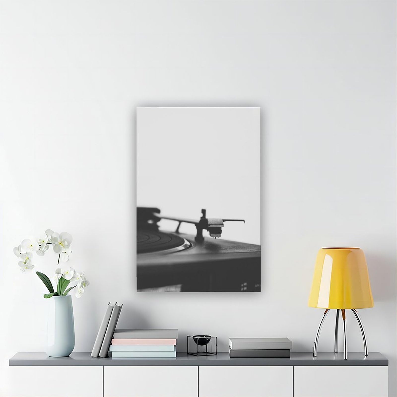 Giradischi in vinile bianco e nero, decorazione artistica musicale, poster per camera da letto, decorazione per ufficio, stanza, regalo, 61 cm L x 91,4 cm W