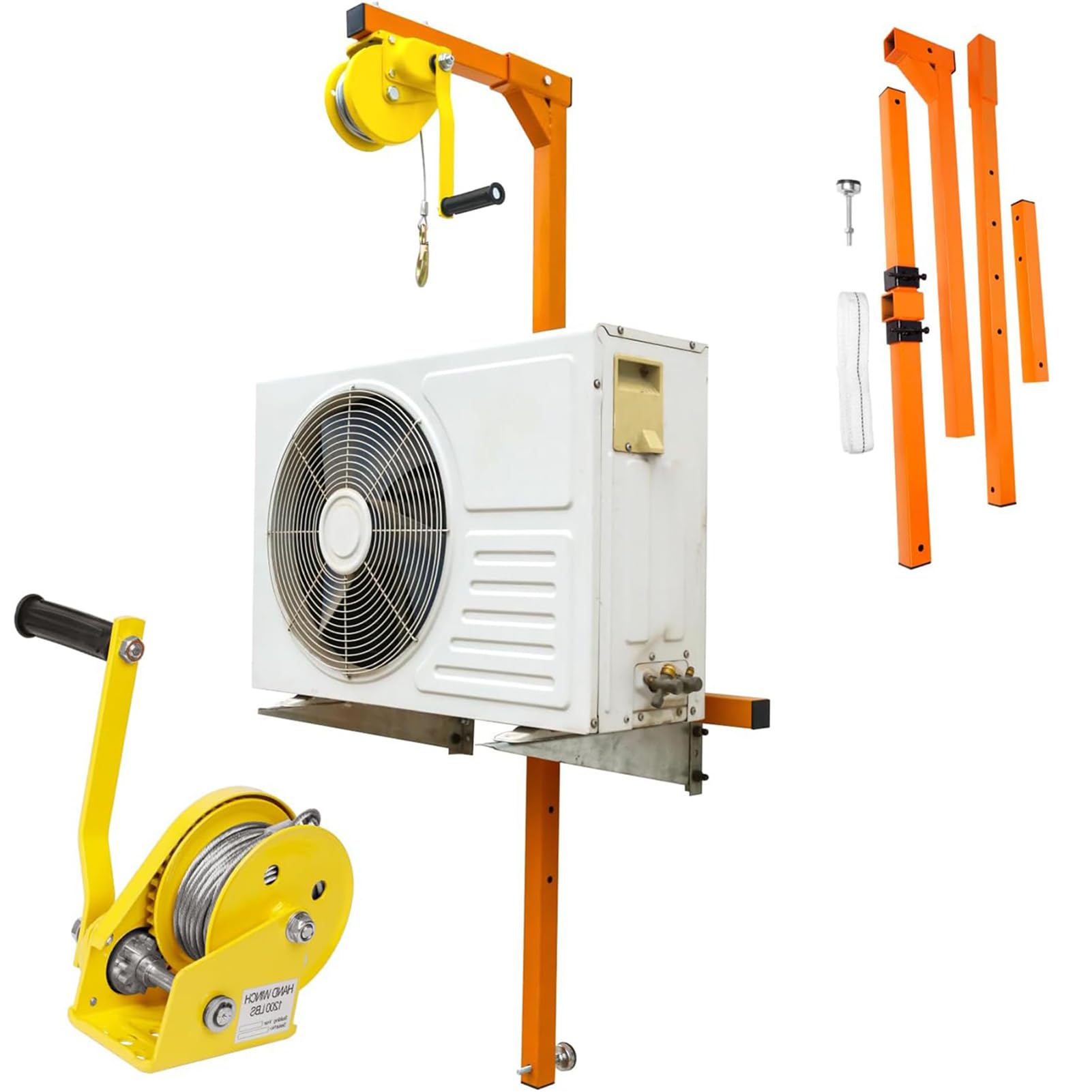 Heavy-Duty Air Conditioning Lift Tool 150kg Capacity Manual Winch for Outdoor AC Units Adjustable Height Crane Mount for Easy Installation Essential HVAC Equipment