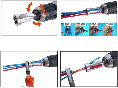 Miniatura 6 de Conector universal 2.5-4 Square Cable de broca eléctrica, herramienta de torsión de alambre, pelacables y tornador para uso con destornilladores de