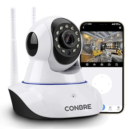 Conbre MultipleXR2 2MP Full HD Smart WiFi Wireless IP CCTV Security Camera | Motion Tracking | Night Vision | 2-Way Audio | | Support Upto 128GB Micro SD Card Slot